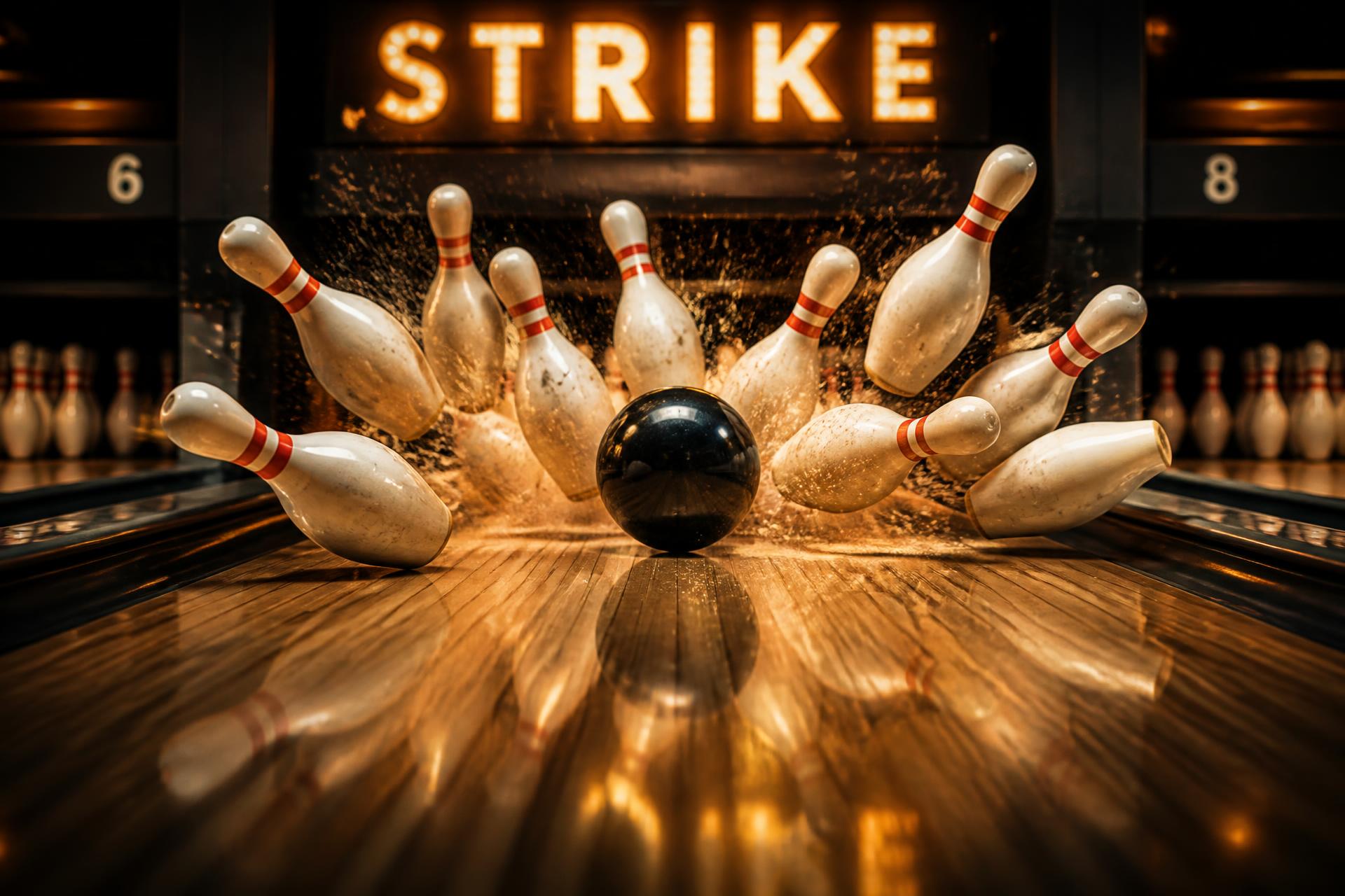 Strike na bowlingové dráze